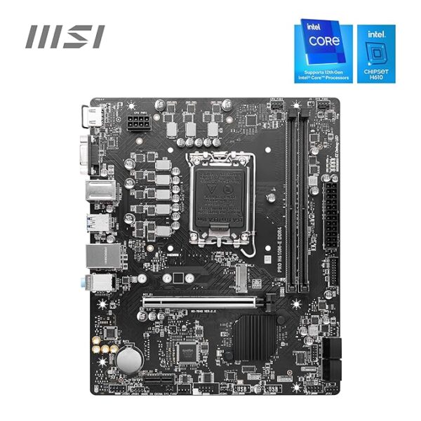 MSI PRO H610M-E DDR4 Intel H610 LGA 1700 Micro-ATX Motherboard with PCIe 4.0 and M.2 Slot - Image 2
