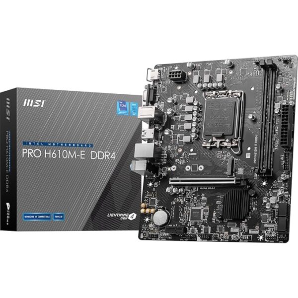 MSI PRO H610M-E DDR4 Intel H610 LGA 1700 Micro-ATX Motherboard with PCIe 4.0 and M.2 Slot